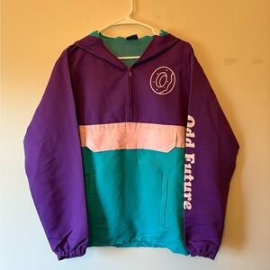 Odd Future Windbreaker Jacket - Purple, Pink, and Green Colorblock, Size Small